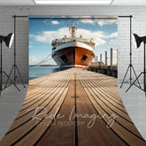 Aperturee - Aperturee Summer Pier Ship Wooden Plank Road Sweep Backdrop